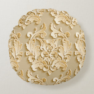 Elegante Vintage Damask Muster Textur Rundes Kissen