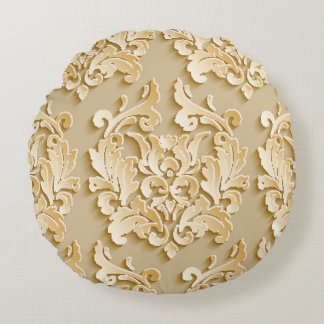 Elegante Vintage Damask Muster Textur Rundes Kissen