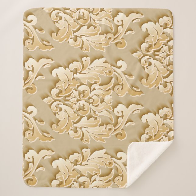 Elegante Vintage Damask Muster Textur Sherpadecke (Vorderseite)