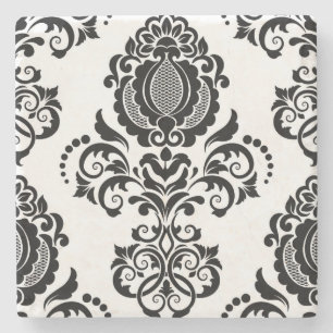 Elegante Vintage-Damask nahtlose Textur Steinuntersetzer