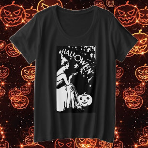 Elegante Vintage Dame mit Maske Große Größe T-Shirt