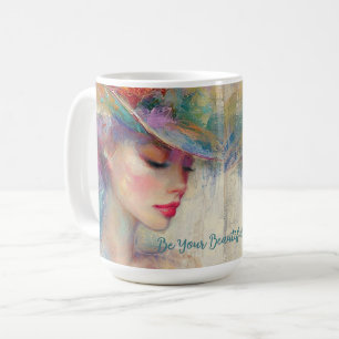 Elegante Vintage-Dame mit Modehut Kaffeetasse