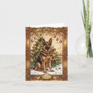Elegante Vintage Deutsche Schäferhund Weihnachtska Feiertagskarte