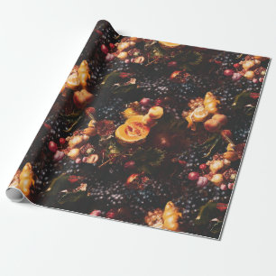 Elegante Vintage-Dunkle-Stimmungs-Holländische-Kun Geschenkpapier