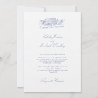 Elegante Vintage Dusty Blue Wedding Einladung