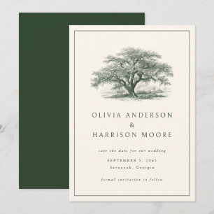 Elegante Vintage-Eiche Südliche Hochzeit Save The Date