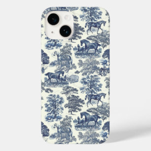 Elegante Vintage Elegante Soft Blue Horse Toile Case-Mate iPhone 14 Hülle