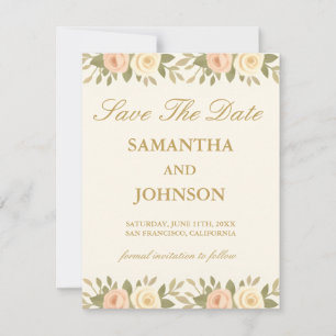 Elegante Vintage-Elfenbein-Ballsaal-Hochzeit Save The Date