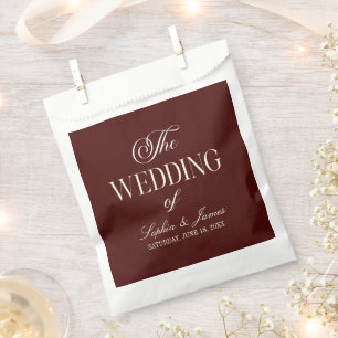 Elegante Vintage Elfenbein Dunkle Burgunder Hochze Geschenktütchen