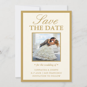Elegante Vintage-Elfenbein-Foto-Save-the-Date-Kart Save The Date