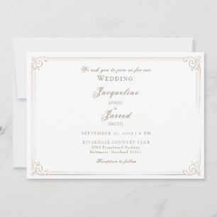 Elegante Vintage Elfenbein Gold Rahmen Hochzeit Einladung