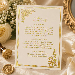 Elegante Vintage-Elfenbein-Regency-Hochzeits-RSVP- Folie Einladungspostkarte