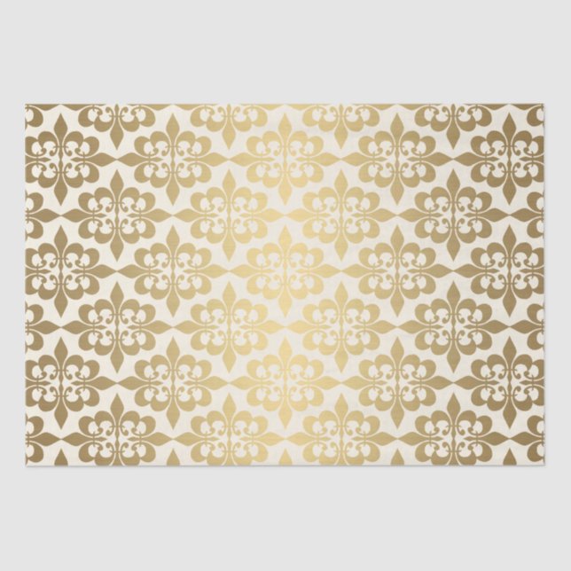 Elegante Vintage Entdeckungsleuchte Gold Damask Seidenpapier (Vorderseite)