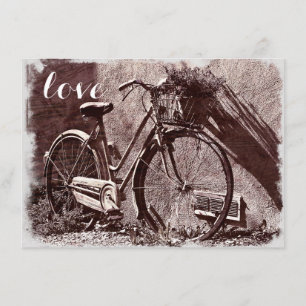 Elegante Vintage-Fahrrad-Liebes-Hochzeitseinladung Einladung