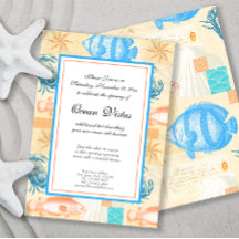 Elegante Vintage-Fisch- und Schalentiere-Collage
