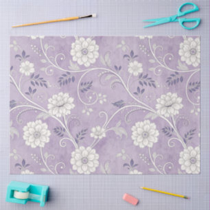 Elegante Vintage, florale Lila Kunst, Dichtung und Seidenpapier