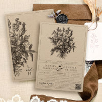 Elegante, Vintage, florale Rustikale Kraft Hochzei