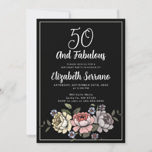 Elegante Vintage Florals 50 und prächtiger Geburts Einladung