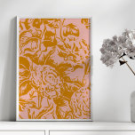 Elegante Vintage Florals in Blush and Gold Poster<br><div class="desc">Ein hübsches botanisches Design im Vintagen Stil mit einer eleganten Blumenbildermalerei in Schwarz und Gold.</div>