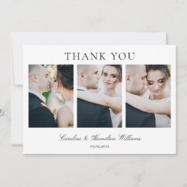 Elegante Vintage Foto Collage Klassische Hochzeit Dankeskarte