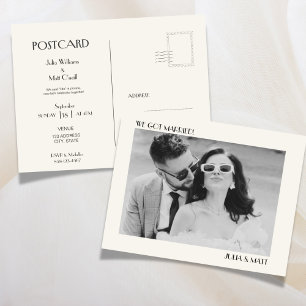 Elegante Vintage-Foto-Elopement-Postkarte Einladungspostkarte