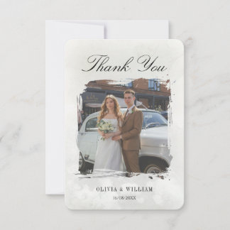 Elegante Vintage-Foto-Hochzeit  Dankeskarte
