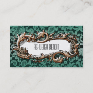 Elegante Vintage Frame & Lace Business Card Visitenkarte