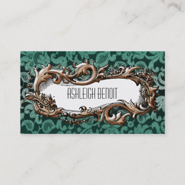 Elegante Vintage Frame & Lace Business Card Visitenkarte (Vorderseite)