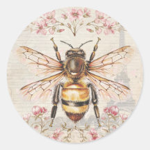 Elegante Vintage französische Bienen-Aufkleber