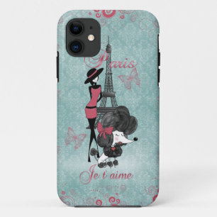 Elegante Vintage französische Poodle Girls Silhoue Case-Mate iPhone Hülle