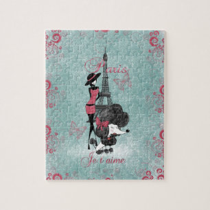 Elegante Vintage französische Poodle Girls Silhoue Puzzle