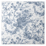 Elegante Vintage französische Stickereitoilette Fliese<br><div class="desc">Elegantes und verziertes Vintages toile de jouy Muster mit exotischen Blume,  Weinreben und Blättern,  verwoben mit Garland und Körben von Rose. Dieses Muster wurde um 1910 in der Smithsonian-Sammlung aus einem historischen französischen Textilfragment adaptiert. Muster sind hoch,  können aber nicht gekachelt werden.</div>