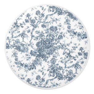 Elegante Vintage französische Stickereitoilette Keramikknauf