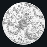 Elegante Vintage französische Stickereitoilette Keramikknauf<br><div class="desc">Elegantes und verziertes Vintages Jouy-Muster mit exotischen Blume,  Weinreben und Blättern,  verwoben mit Garland und Körben von Rose. Dieses Muster wurde um 1910 in der Smithsonian-Sammlung aus einem historischen französischen Textilfragment adaptiert. Muster sind hoch,  können aber nicht gekachelt werden.</div>