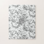 Elegante Vintage französische Stickereitoilette Puzzle<br><div class="desc">Elegantes und verziertes Vintages Jouy-Muster mit exotischen Blume,  Weinreben und Blättern,  verwoben mit Garland und Körben von Rose. Dieses Muster wurde um 1910 in der Smithsonian-Sammlung aus einem historischen französischen Textilfragment adaptiert. Muster sind hoch,  können aber nicht gekachelt werden.</div>