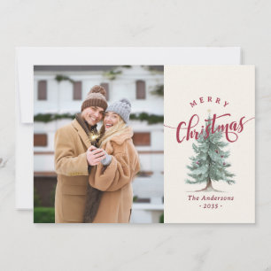 Elegante Vintage Frohe Weihnachten Schrift Baum Fo