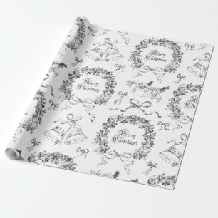 Elegante Vintage Frohe Weihnachtskranztoile Geschenkpapier