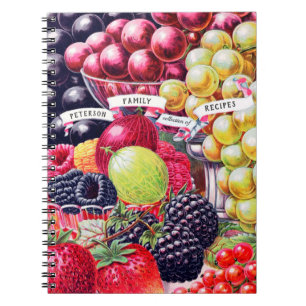 Elegante Vintage Fruchtfamilien Rezepte Notizblock