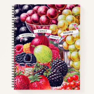 Elegante Vintage Fruchtfamilien Rezepte Notizbuch