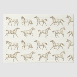 Elegante Vintage Galloping Pferde Beige Toile Seidenpapier