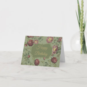 Elegante Vintage-Gartenrosen Alles Gute zum Geburt Karte