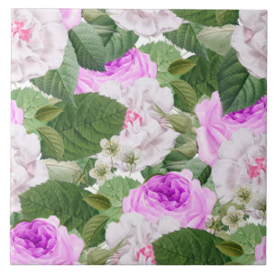 Elegante Vintage-Gartenrosen  Fliese