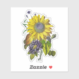 Elegante Vintage Gelbe Sonnenblume Bouquet Aufkleber