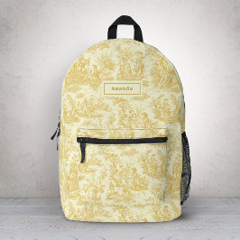 Elegante Vintage Gelbtoile de jouy Bedruckter Rucksack