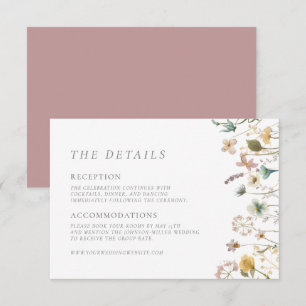Elegante Vintage gepresste Blumen Details Hochzeit Begleitkarte