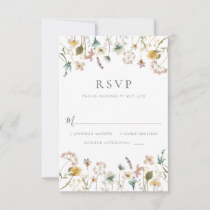 Elegante Vintage gepresste Blumen Hochzeit RSVP Karte