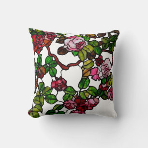 Elegante Vintage, gestanzte rote Rose aus Glas Ros Kissen