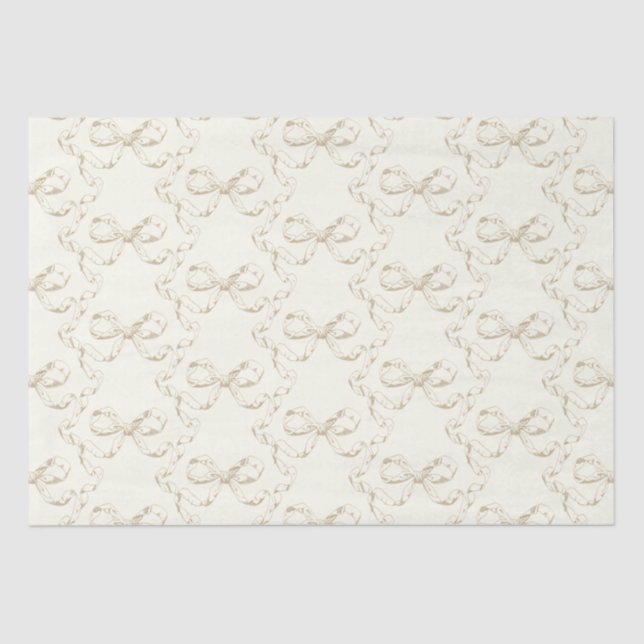 Elegante Vintage Girly Preppy Bows Beige Toile Seidenpapier (Vorderseite)