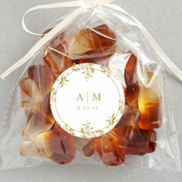 Elegante Vintage Gold Gastgeschenk Hochzeit Labels Runder Aufkleber