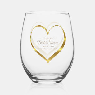 Elegante Vintage-Gold-Herz-Junggesellinnen-Abschie Weinglas Ohne Stiel